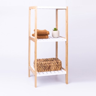 Regał łazienkowy 3-poziomowy 79x33cm bambus biały