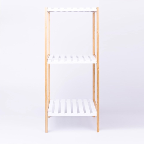 Regał łazienkowy 3-poziomowy 79x33cm bambus biały