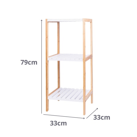 Regał łazienkowy 3-poziomowy 79x33cm bambus biały