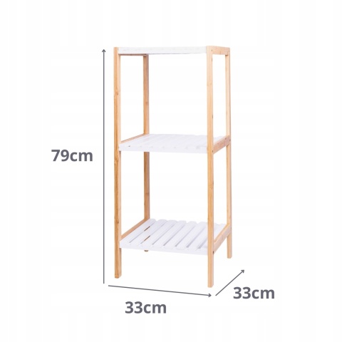 Regał łazienkowy 3-poziomowy 79x33cm bambus biały