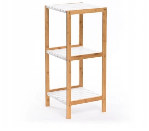 Regał łazienkowy 3-poziomowy 79x33cm bambus biały