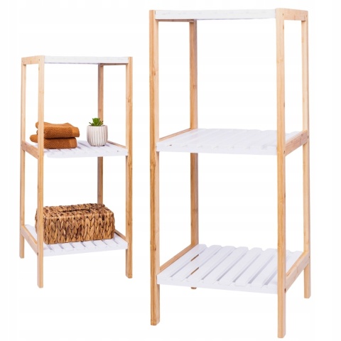 Regał łazienkowy 3-poziomowy 79x33cm bambus biały