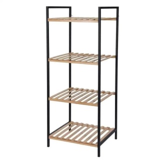 Regał łazienkowy 4 poziomy bambus i metal