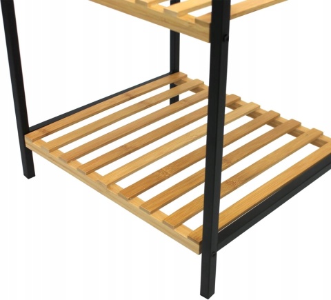 Regał łazienkowy 4 poziomy bambus i metal