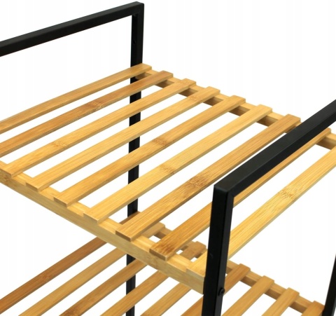 Regał łazienkowy 4 poziomy bambus i metal