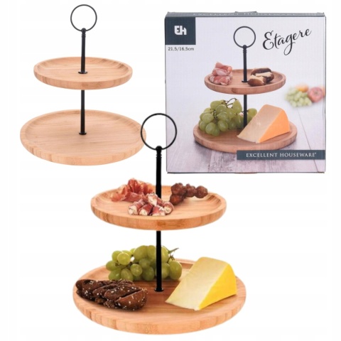 STOJAK NA ŻYWNOŚĆ 2 POZIOMY BAMBUS