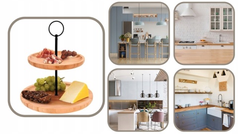 STOJAK NA ŻYWNOŚĆ 2 POZIOMY BAMBUS