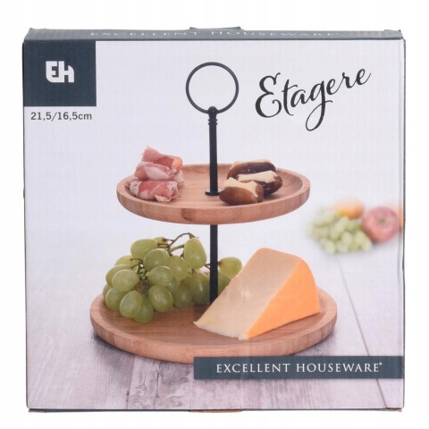 STOJAK NA ŻYWNOŚĆ 2 POZIOMY BAMBUS