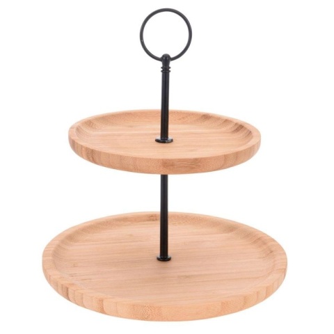 STOJAK NA ŻYWNOŚĆ 2 POZIOMY BAMBUS