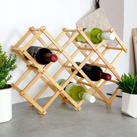 Stojak bambusowy na butelki do wina