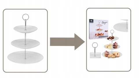 ZESTAW STOJAKÓW NA ŻYWNOŚĆ 3 POZIOMY srebny
