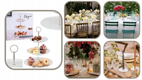 ZESTAW STOJAKÓW NA ŻYWNOŚĆ 3 POZIOMY srebny