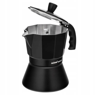 KAWIARKA ALUMINIOWA 150 ML NA 3 FILIŻANKI CZARNA (INDUKCJA)