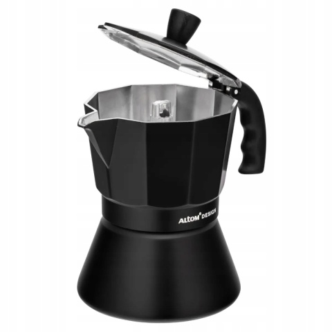 KAWIARKA ALUMINIOWA 150 ML NA 3 FILIŻANKI CZARNA (INDUKCJA)