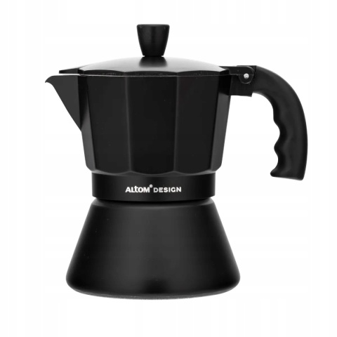 KAWIARKA ALUMINIOWA 150 ML NA 3 FILIŻANKI CZARNA (INDUKCJA)