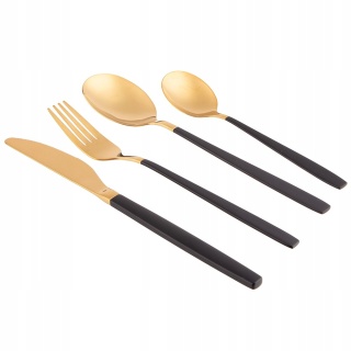 NOBLE GOLD BLACK SZTUĆCE KOMPLET 24 SZT. W PUDEŁKU FLOK