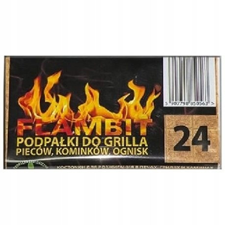 Podpałka szara do grilla, kominka 24 kostki