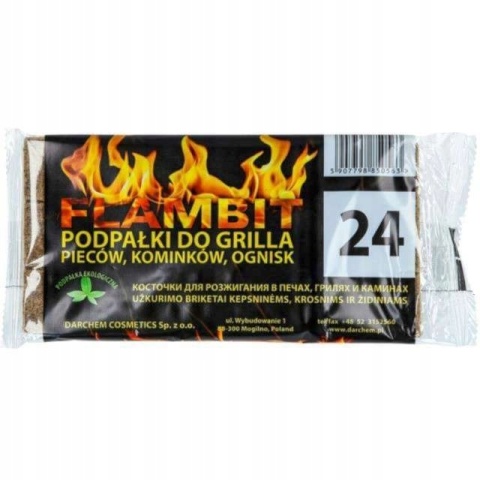 Podpałka szara do grilla, kominka 24 kostki