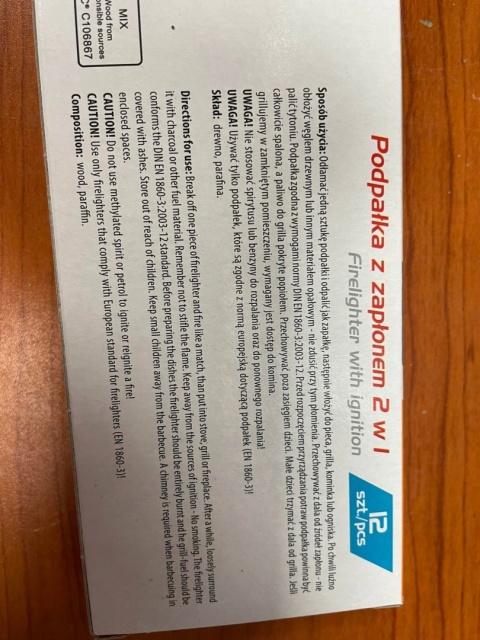 Podpałka z zapłonem 2w1, 12 szt