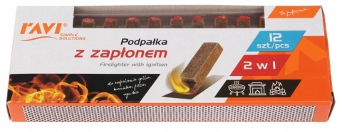 Podpałka z zapłonem 2w1, 12 szt