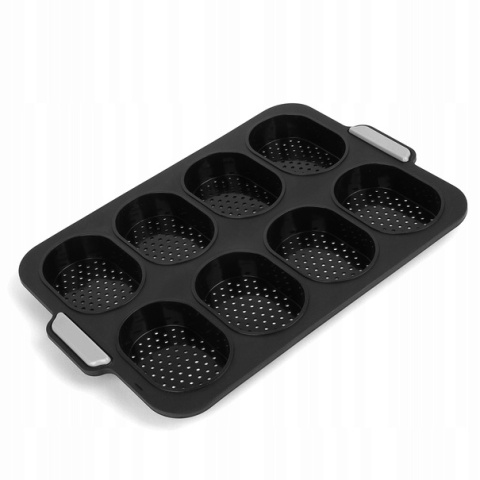 SILICO FORMA DO PIECZENIA 8 BUŁEK CZARNA 34,5X23,8X2,5CM