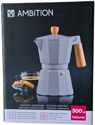 AM-NATURAL KAFETIERA ALUMINIOWA 6FIL SZARA