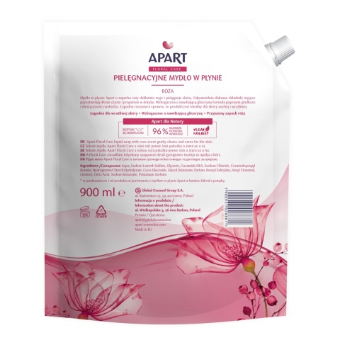 APART 900ml kremowe mydło w płynie - refill - BIAŁA RÓŻA I ORCHIDEA op 12