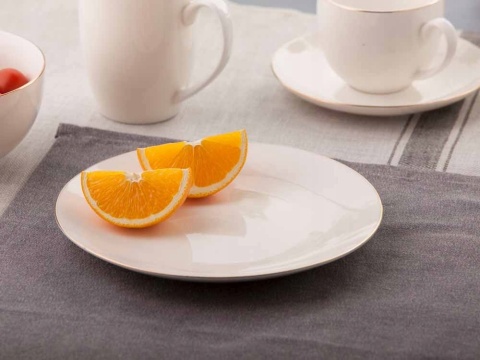 BELLA ZŁOTA LINIA TALERZ DESEROWY 20CM PORCELANA KREMOWA 2