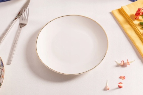 BELLA ZŁOTA LINIA TALERZ DESEROWY 20CM PORCELANA KREMOWA 2