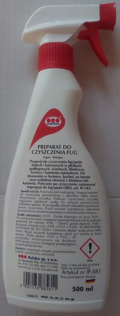 ORO Preparat do czyszczenia fug/spoin 500ml PERFEKT
