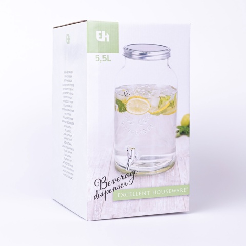 Słój z kranikiem 5,5l do napojów dystrybutor, Exce