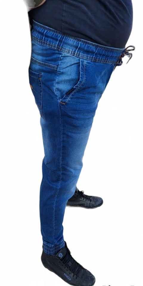 SPODNIE JOGGERY JEANSOWE NIEBIESKIE STRETCH, "L", CE, LAHTI