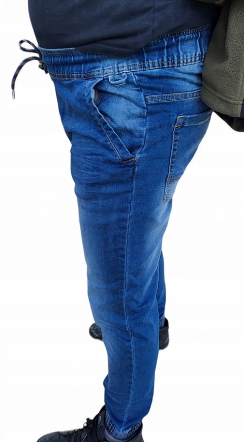SPODNIE JOGGERY JEANSOWE NIEBIESKIE STRETCH, "L", CE, LAHTI