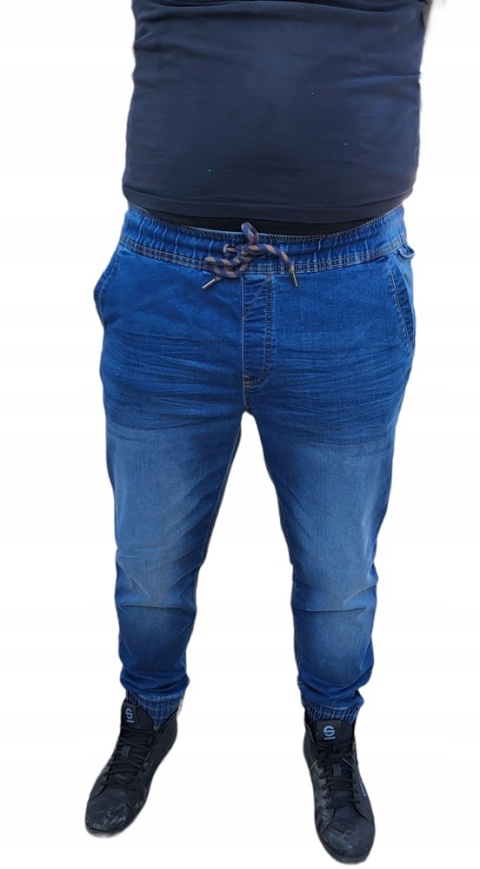 SPODNIE JOGGERY JEANSOWE NIEBIESKIE STRETCH, "L", CE, LAHTI