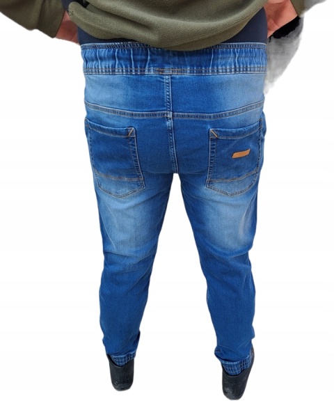 SPODNIE JOGGERY JEANSOWE NIEBIESKIE STRETCH, "L", CE, LAHTI