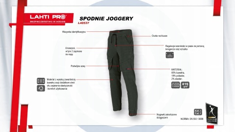 SPODNIE JOGGERY ZIELONE STRETCH, "M", CE, LAHTI