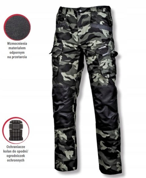 Spodnie robocze Bojówki Moro Zielone, Wzmacniane, 3XL