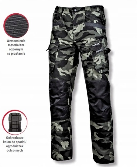 Spodnie robocze Bojówki Moro Zielone, Wzmacniane, 3XL