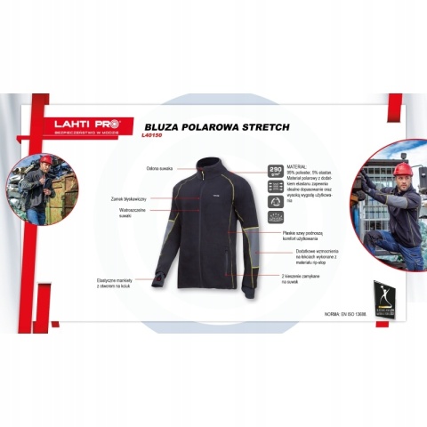 BLUZA POLAROWA STRETCH CZARNA "S" - LAHTI
