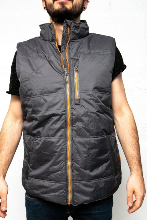 Bezrękawnik ocieplany, szaro-pomarańczowy, rozmiar S