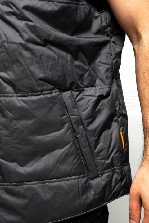 Bezrękawnik ocieplany, szaro-pomarańczowy, rozmiar S