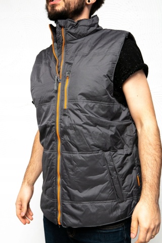 Bezrękawnik ocieplany, szaro-pomarańczowy