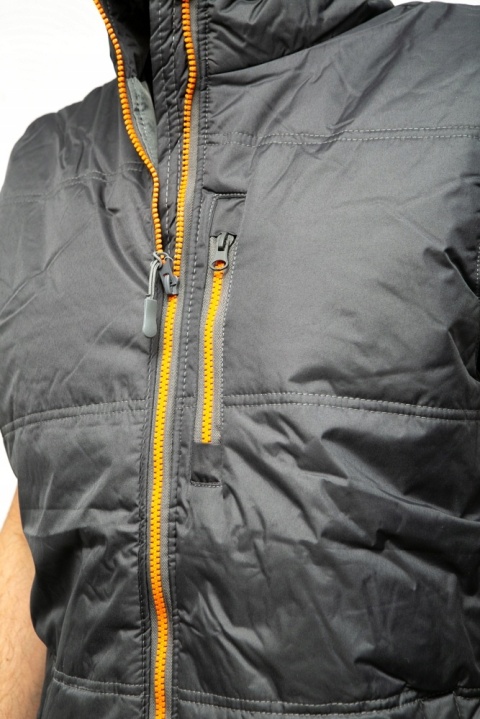 Bezrękawnik ocieplany, szaro-pomarańczowy