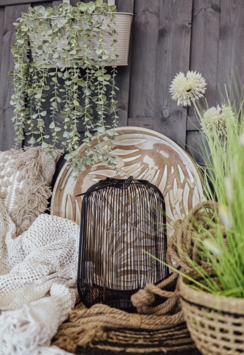 LAMPION DEKORACYJNY na taras do ogrodu do salonu czarny 19x33 cm