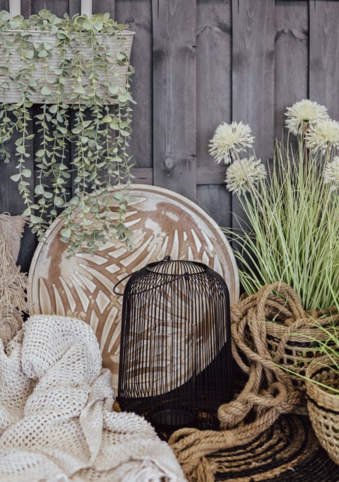 LAMPION DEKORACYJNY na taras do ogrodu do salonu czarny 19x33 cm