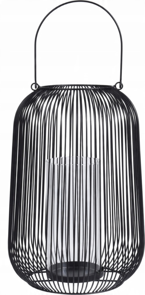 LAMPION DEKORACYJNY na taras do ogrodu do salonu czarny 19x33 cm