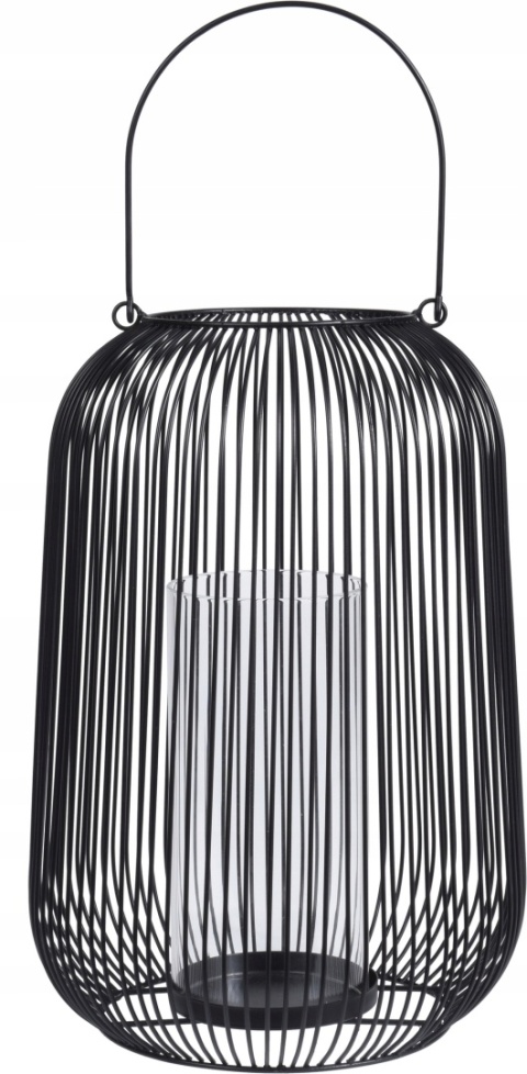 LAMPION DEKORACYJNY na taras do ogrodu do salonu czarny 19x33 cm
