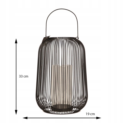 LAMPION DEKORACYJNY na taras do ogrodu do salonu czarny 19x33 cm