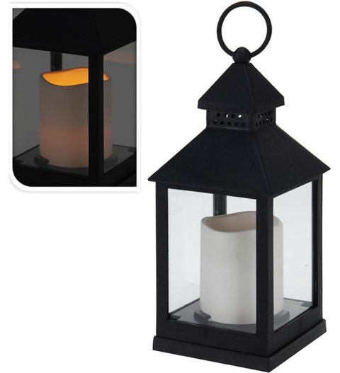 LAMPION LATARNIA ze świecą LED dekoracyjną wysokość 23cm