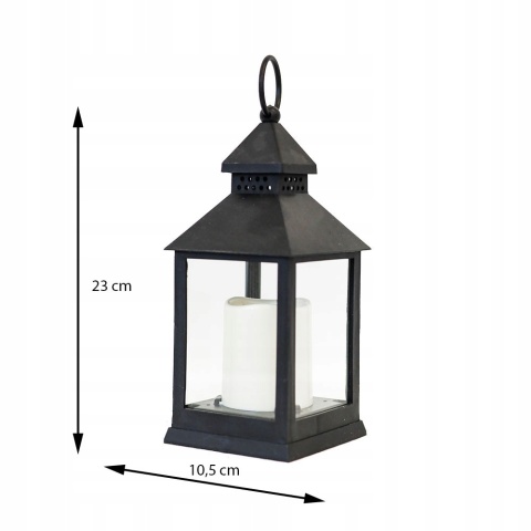LAMPION LATARNIA ze świecą LED dekoracyjną wysokość 23cm